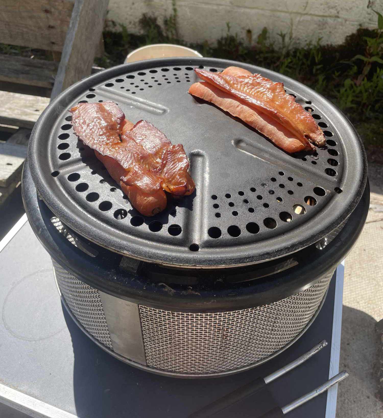 Smoking a trout on the Cobb